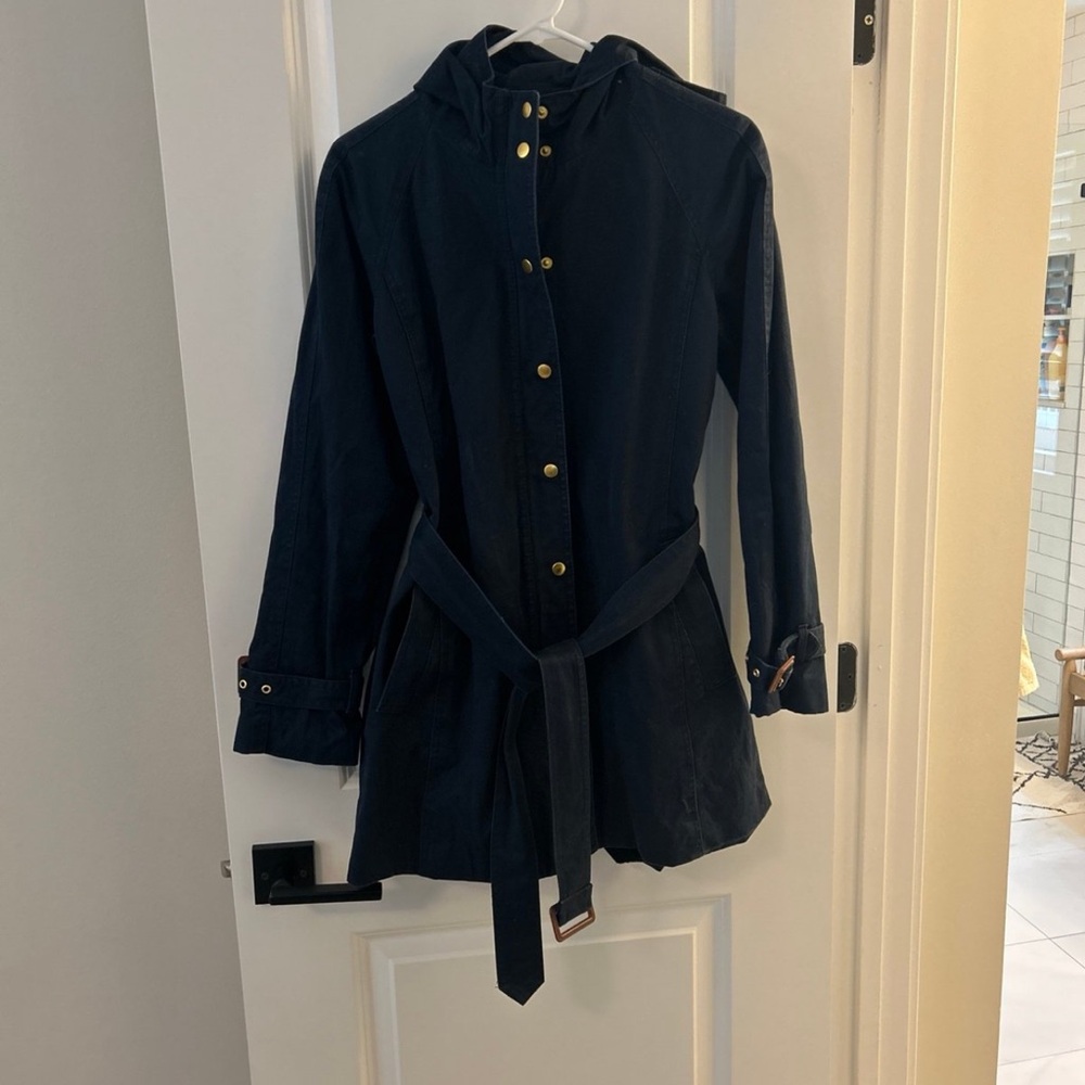 Banana Republic Black Trench Coat with Hood